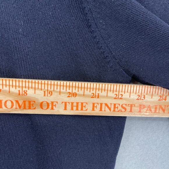 Brooks Brothers Wool Blend Sweater Mens Large Navy Blue V-neck Preppy *flaw - Picture 4 of 8